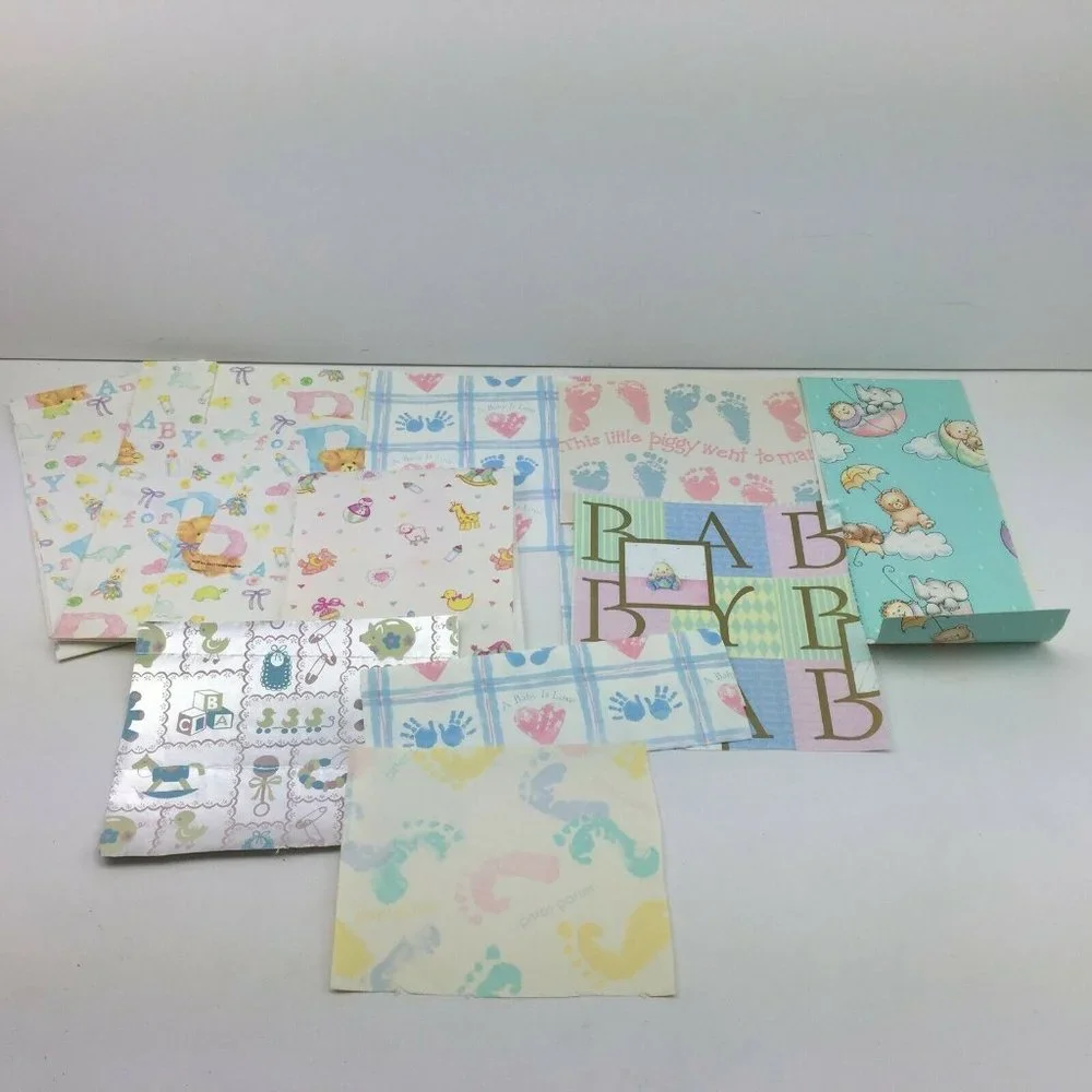 Baby Shower Gender Reveal Neutral Gift Printed Wrapping Paper Present Pink Blue